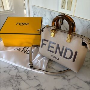 Fendi Taupe Satchel with Dark Brown Handles